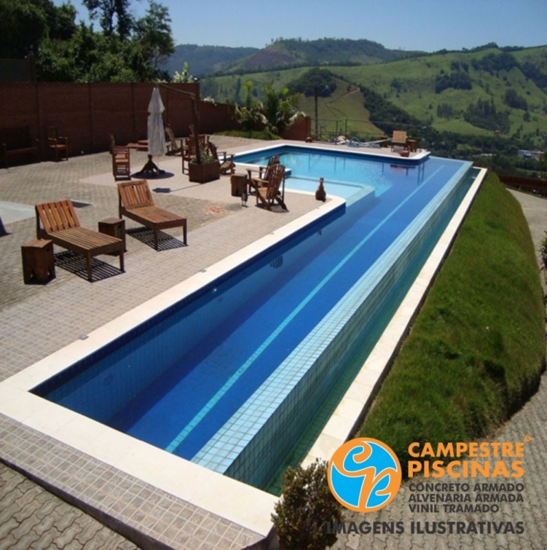 Acabamento para Piscina de Alvenaria com Deck Porto Feliz - Piscina de Alvenaria no Terraço