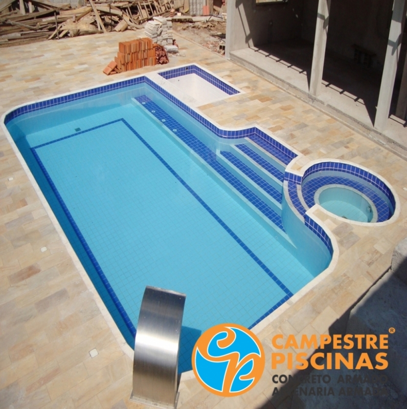 Cascata de Piscina de Alvenaria Tucuruvi - Cascata de Piscina com Led