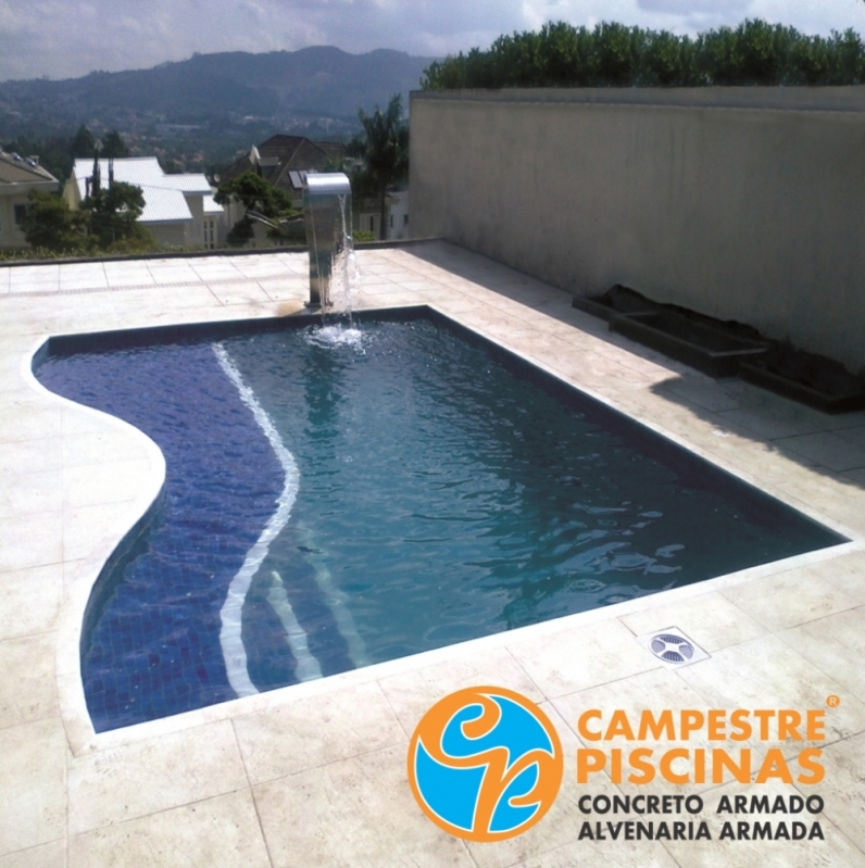 Onde Encontro Piscina de Concreto com Cascata Santa Isabel - Piscina de Concreto com Deck para Condomínio