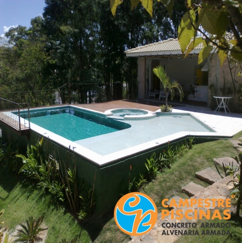 Onde Encontro Piscina de Concreto com Deck Mauá - Piscina de Concreto com Cascata para Recreação