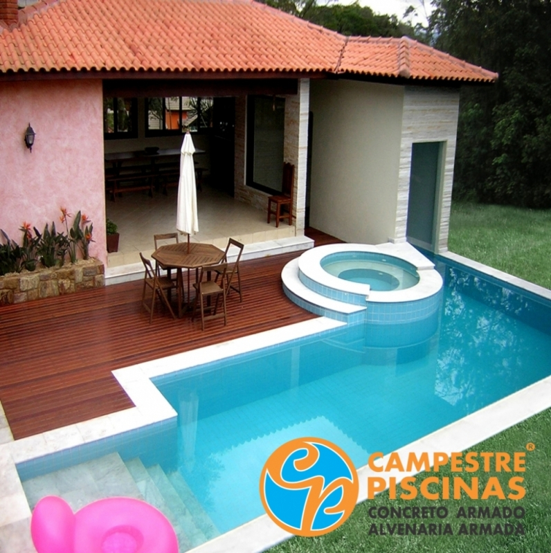 Onde Encontro Piscina de Concreto Residencial Embu - Piscina de Concreto com Cascata