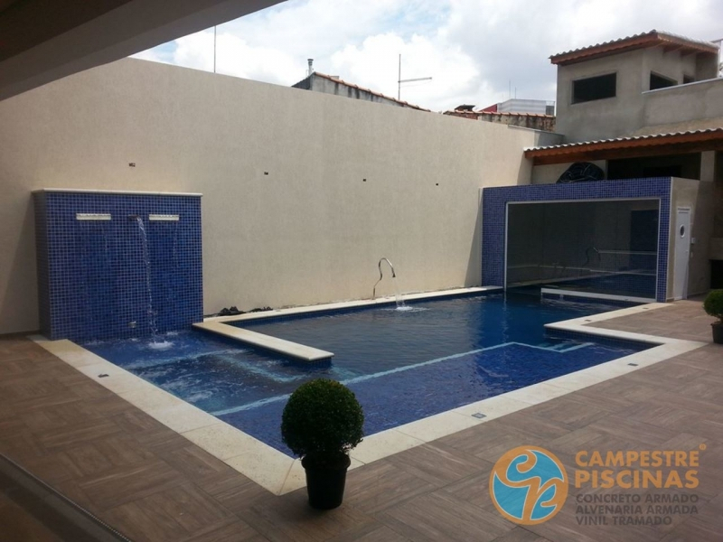 Piscina de Alvenaria Armada no Terraço Limeira - Piscina de Alvenaria Armada com Prainha