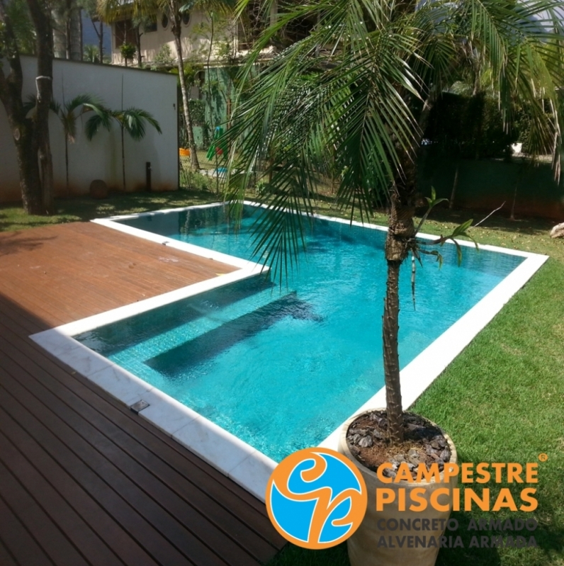 Piscina de Concreto com Cascata para Recreação Cananéia - Piscina de Concreto com Cascata para Recreação