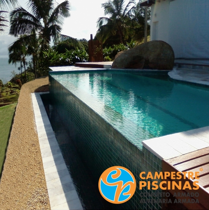 Piscina de Concreto Suspensa Mairiporã - Piscina de Concreto com Cascata