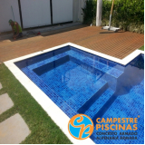 piscina de concreto com deck para sítio preço Carandiru